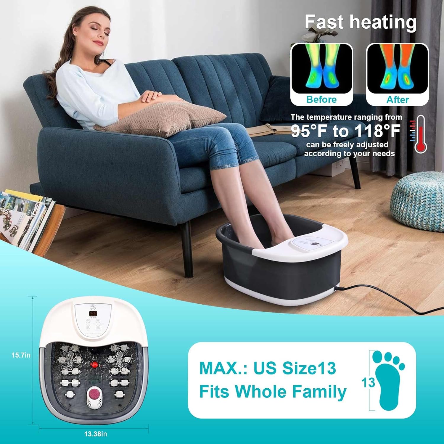 Detalle 2 de ECARBME Foot Spa with 22 Rollers ⚙
