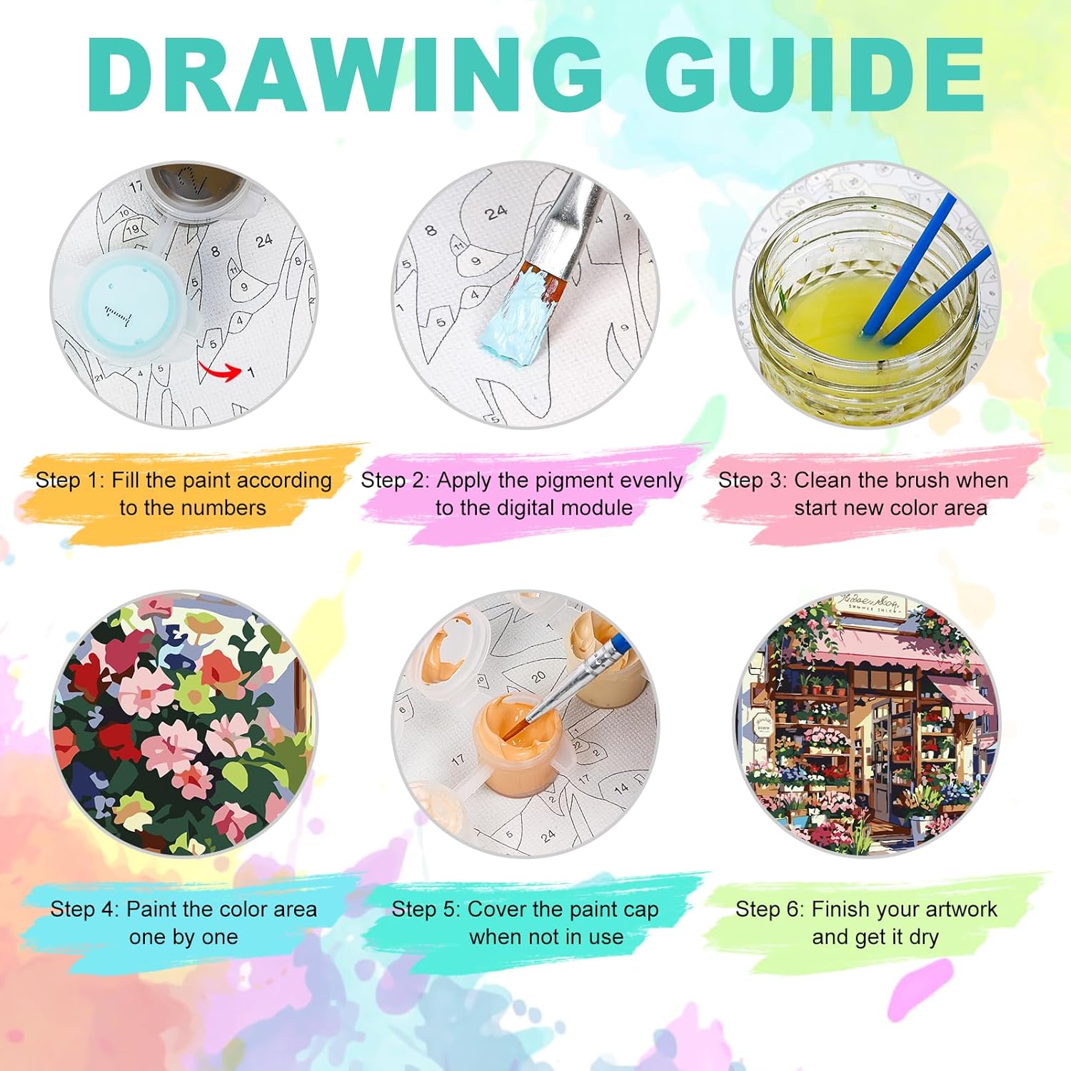 Thumbnail 3 de GEEHEIY Paint by Numbers for Adults – Flowers Shop Kit (16 x 20 inch)