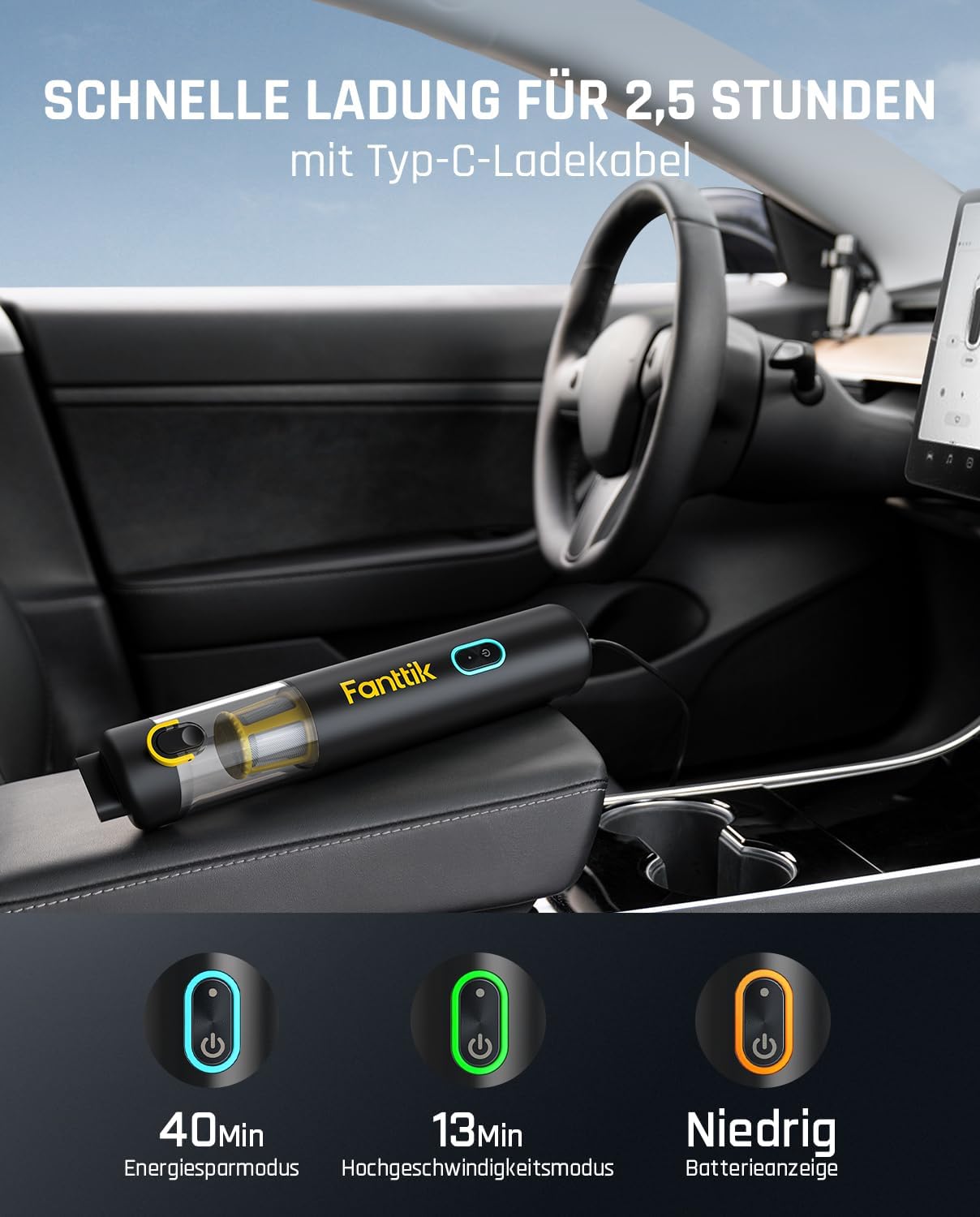Detalle 2 de Fanttik Slim V8 Apex Akku-Autostaubsauger 19.000 Pa