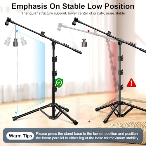 Thumbnail 7 de ZOMON Microphone Stand with Tripod Boom Arm: Height-Adjustable, Heavy-Duty Floor Stand for Singing, Podcasting and Studio Use