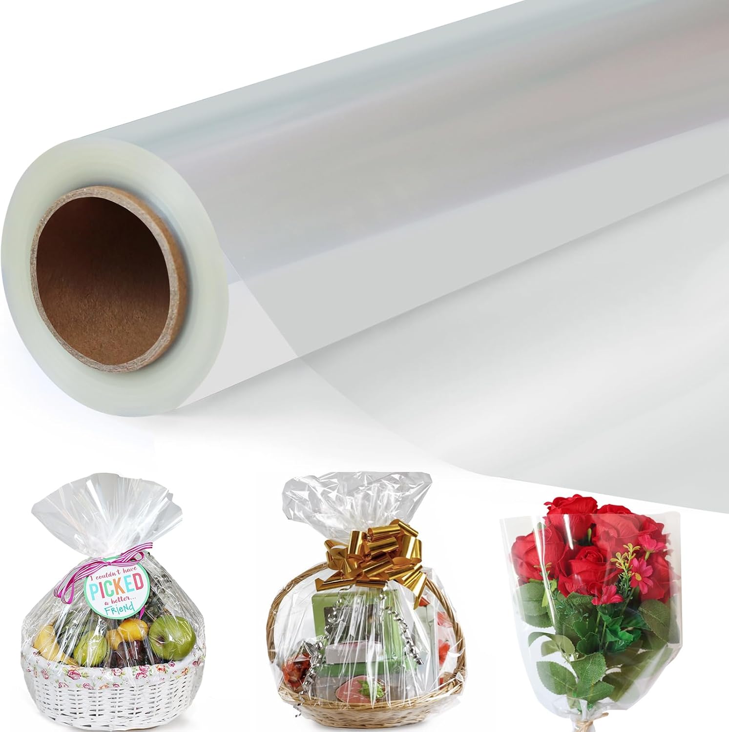 Thumbnail 6 de 86CM x 30M Geschenkfolie Transparent – Klarer Cellophan 3 Mil Dicke