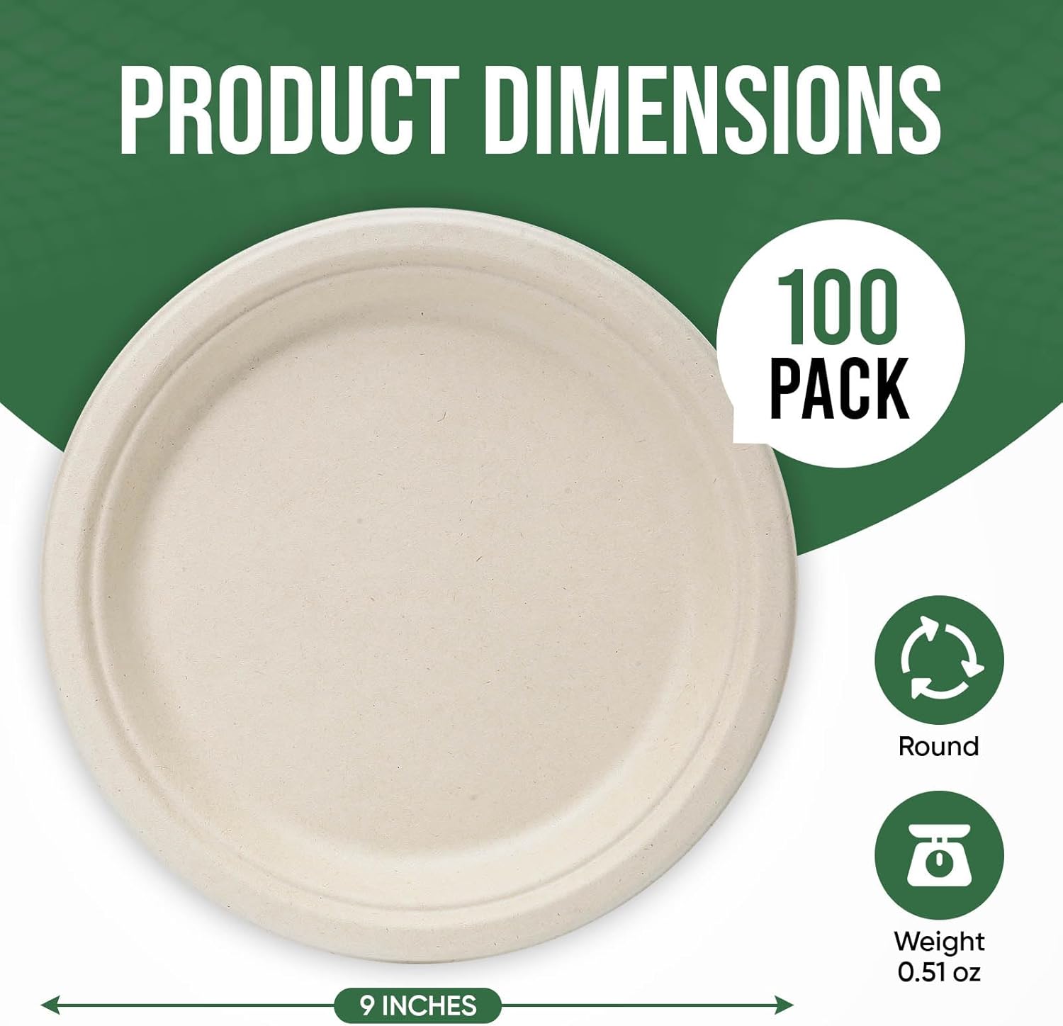 Detalle 2 de Compostable Paper Plates 9" 100 Pack 🍽