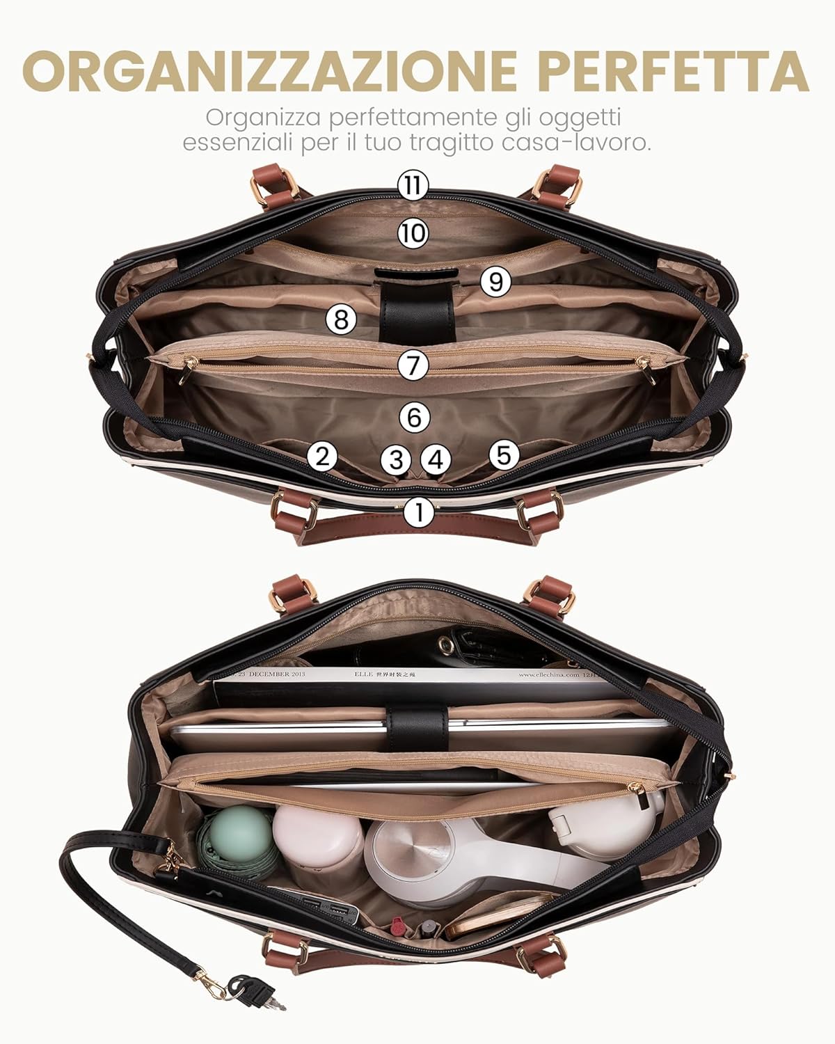 Thumbnail 2 de LOVEVOOK Borsa donna grande in PU con tracolla e scomparto laptop fino a 17”