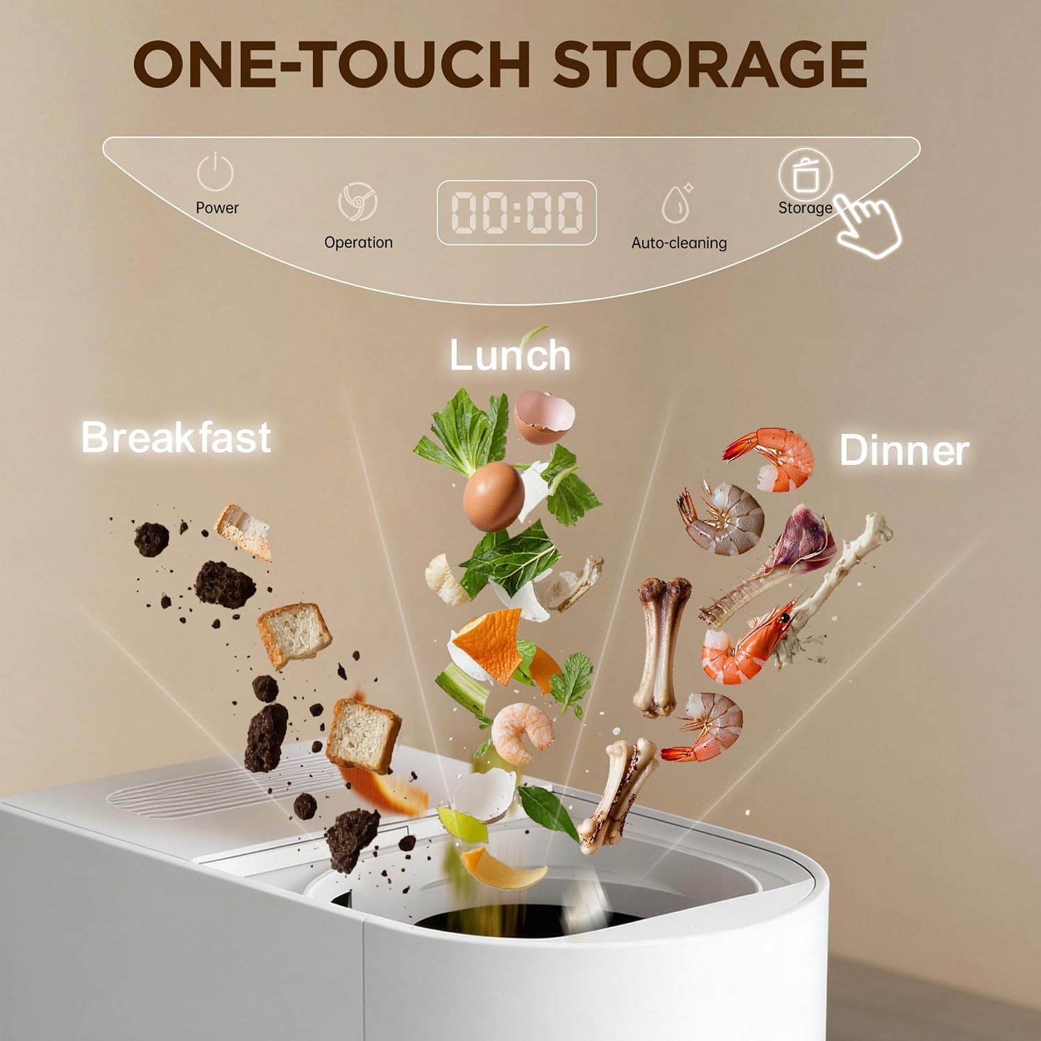Detalle de 5L Electric Kitchen Composter with LED Display and Humidity Sensor