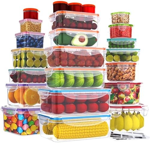 Detalle de RockBerry 46-Piece Food Storage Containers with Airtight Lids, Stackable Design