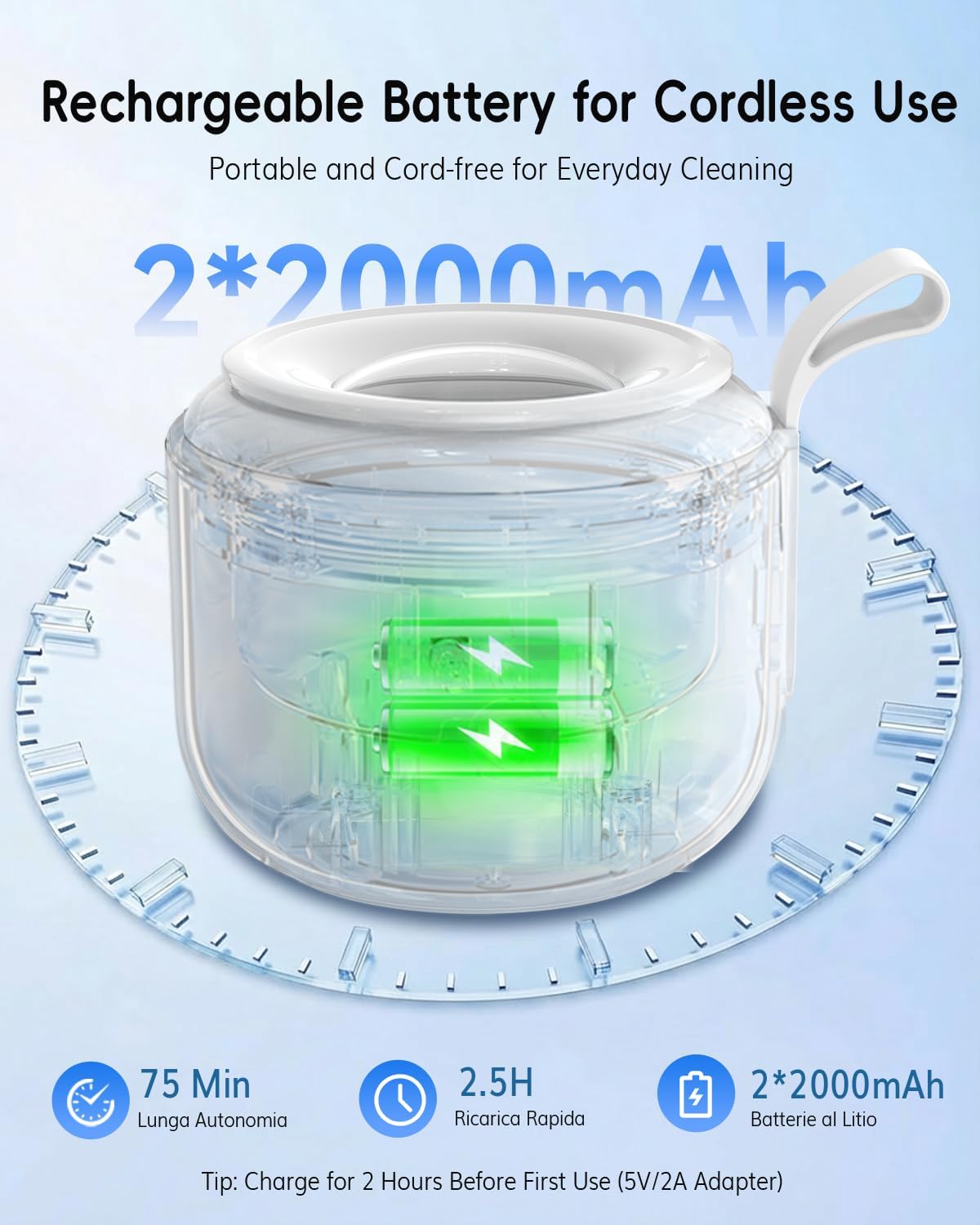Detalle de JeaTone Ultrasonic Retainer Cleaner Machine — 48kHz, Portable 200ML