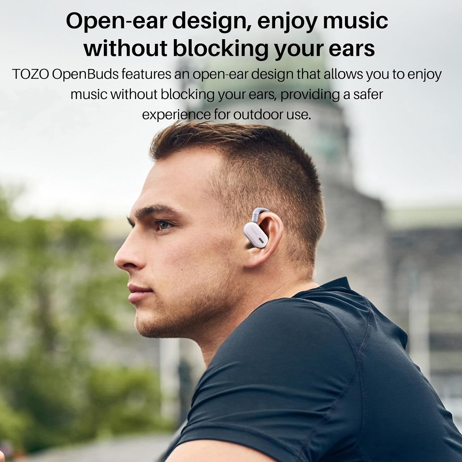 Detalle de TOZO O2 Open Ear Wireless Headphones – Lightweight, Dual-Axis Comfort for Everyday Use