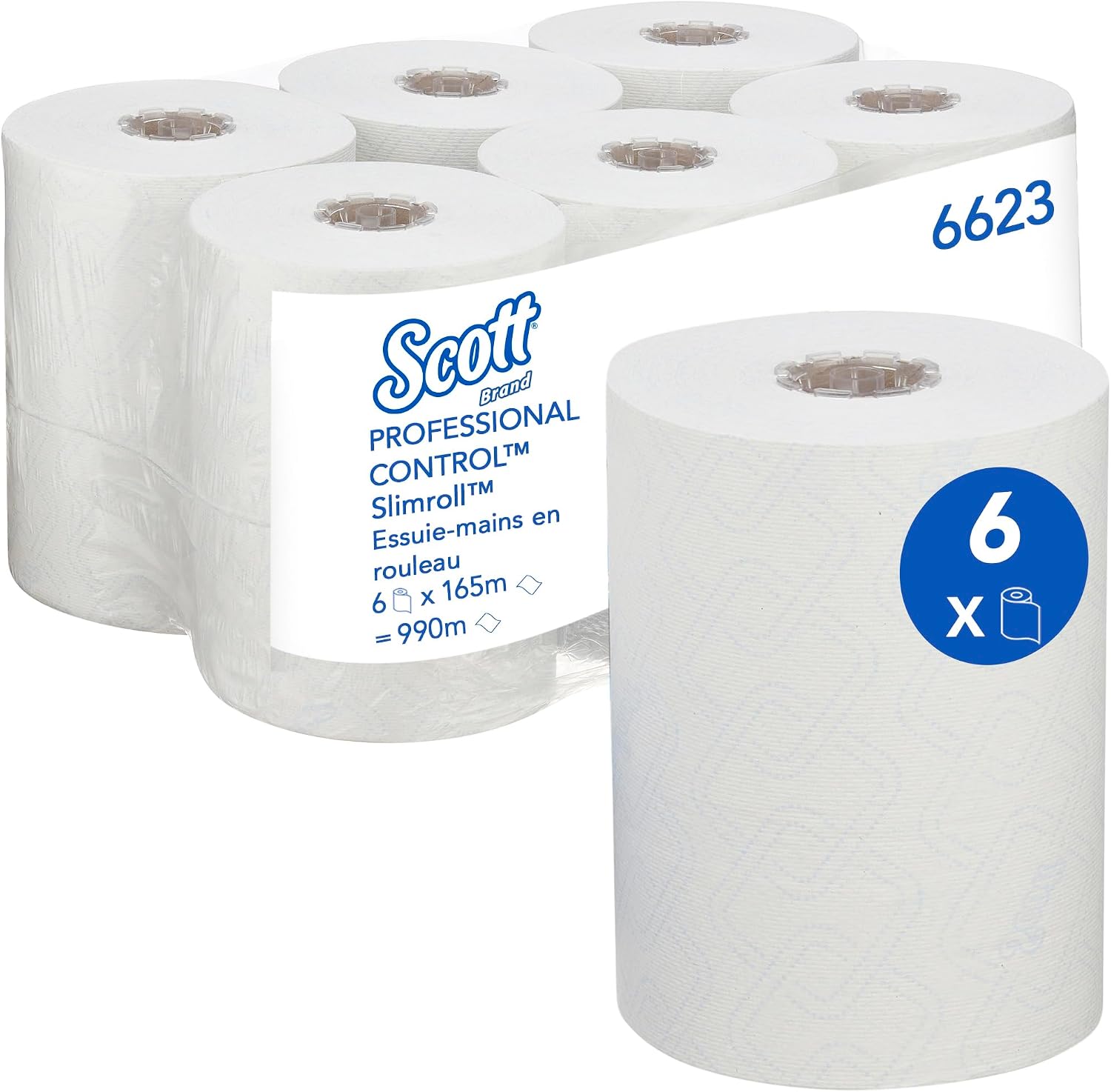 Essuie-mains Scott Control Slimroll 6623 – 6 rouleaux de 165 m, blanc