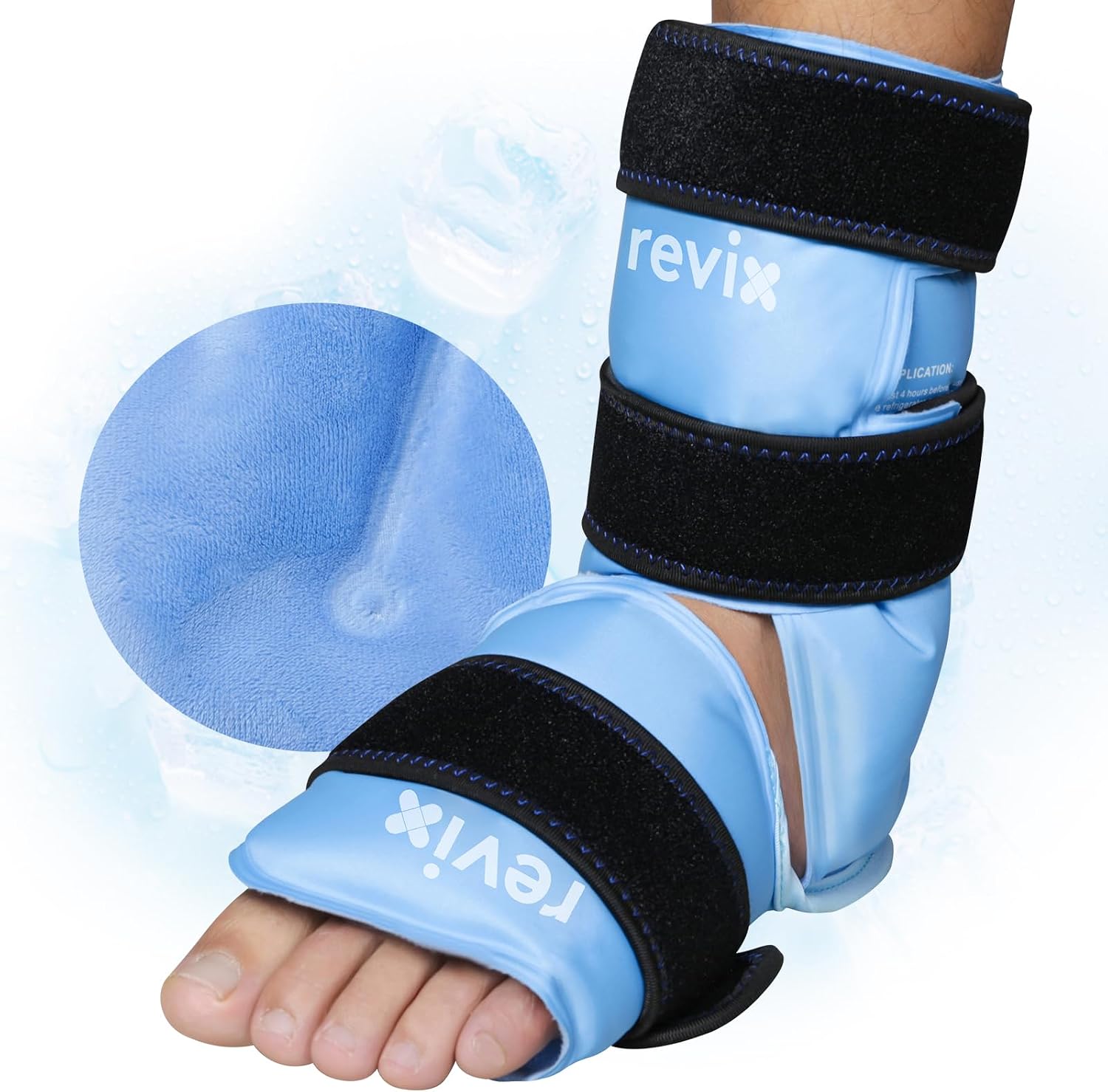 Detalle de REVIX REX169-1 Ankle Ice Pack Wrap with Plush Lining and 3 Adjustable Straps