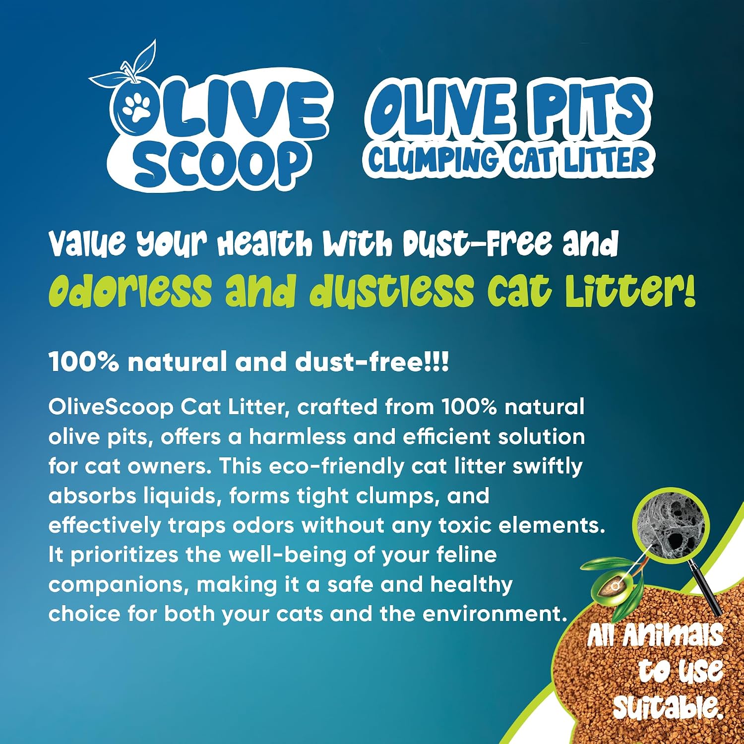 Thumbnail 6 de OLIVE SCOOP Natural Clumping Cat Litter 6kg