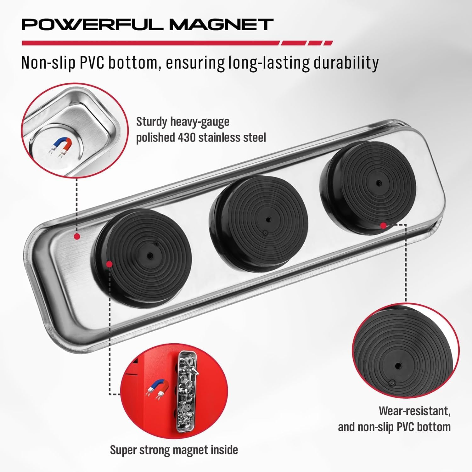 Detalle de Magnet Sweeper Magnetic Nail Roller 17-Inch with Telescoping Handle – Heavy Duty Nail Pickup for Workshop, Garage and Yard