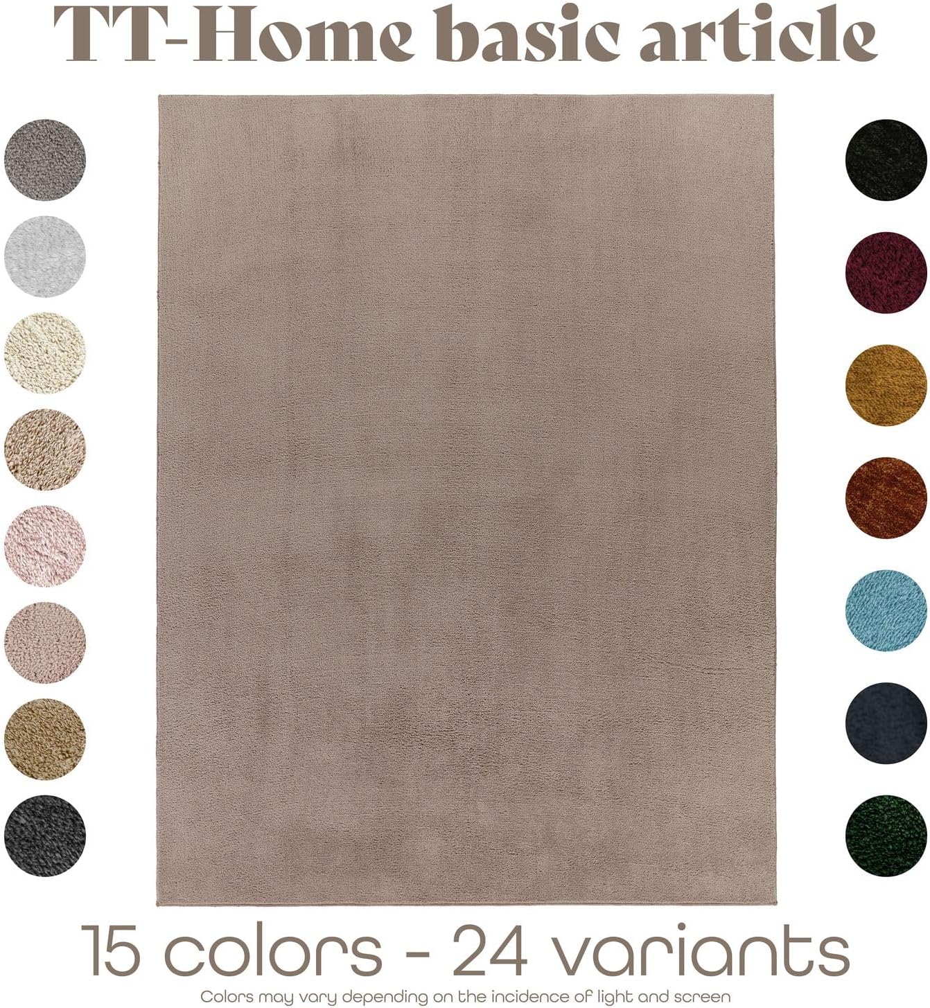 Thumbnail 6 de TT Home Wohnzimmer-Teppich Kurzflor Anti-Rutsch mit 10 mm Florhöhe, taupe, 160x220 cm (waschbar)