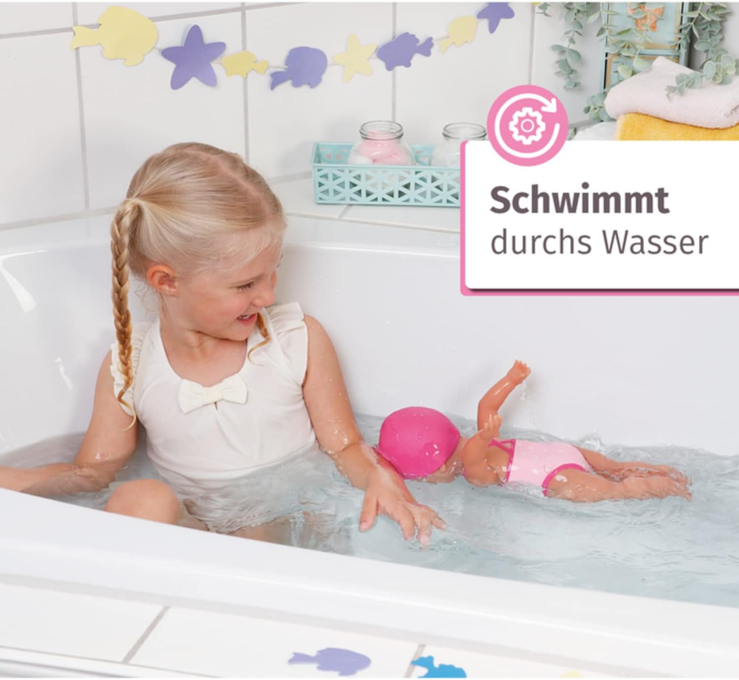 Detalle de BABY born Lizzie nageur 30 cm — poupée de bain à remonter, étanche et sans piles (référence 835302)