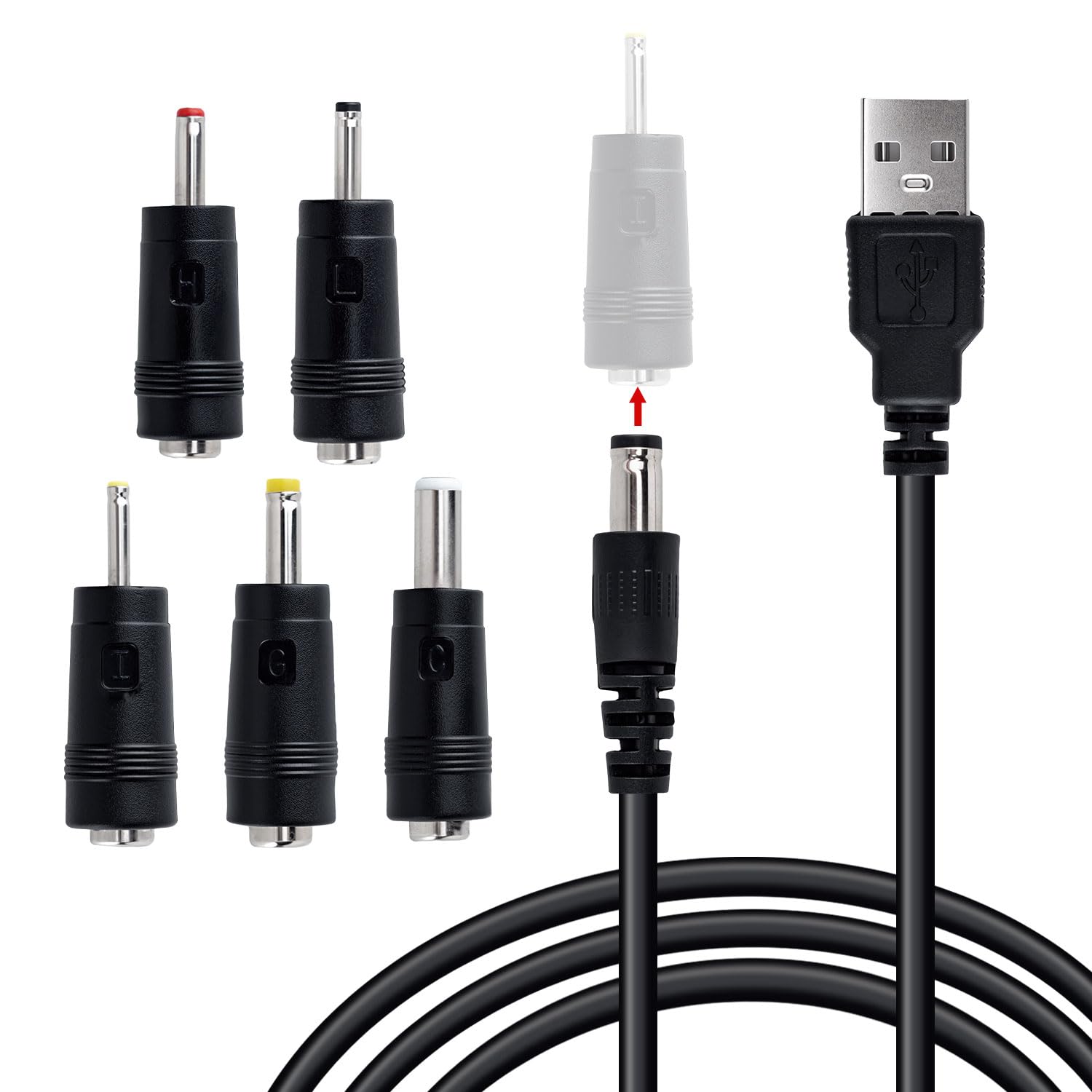 Detalle de USB-A auf DC Ladekabel für 5 Stecker