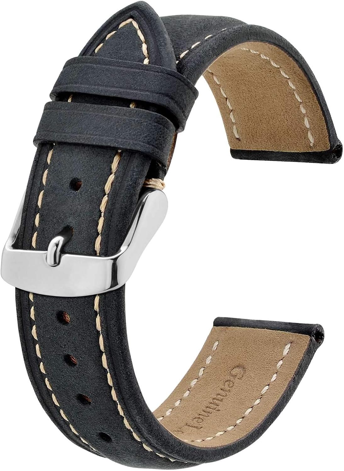 Detalle de BISONSTRAP Uhrenarmband aus Vintage-Leder als Ersatzband (14–24 mm Bandbreite)