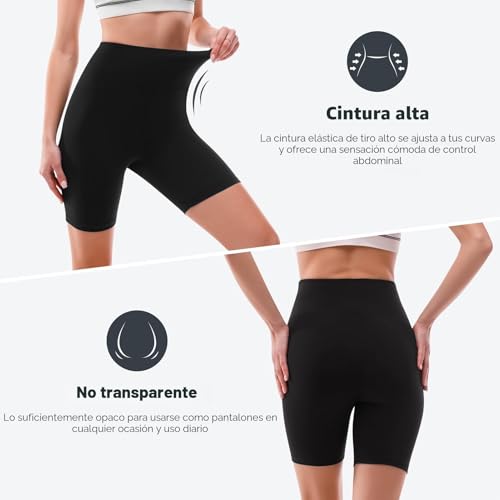 Detalle de SINOPHANT: Pantalones Cortos de Cintura Alta para Mujer, algodón elástico y opaco con control de abdomen (L-XL, 1 Azul Real)