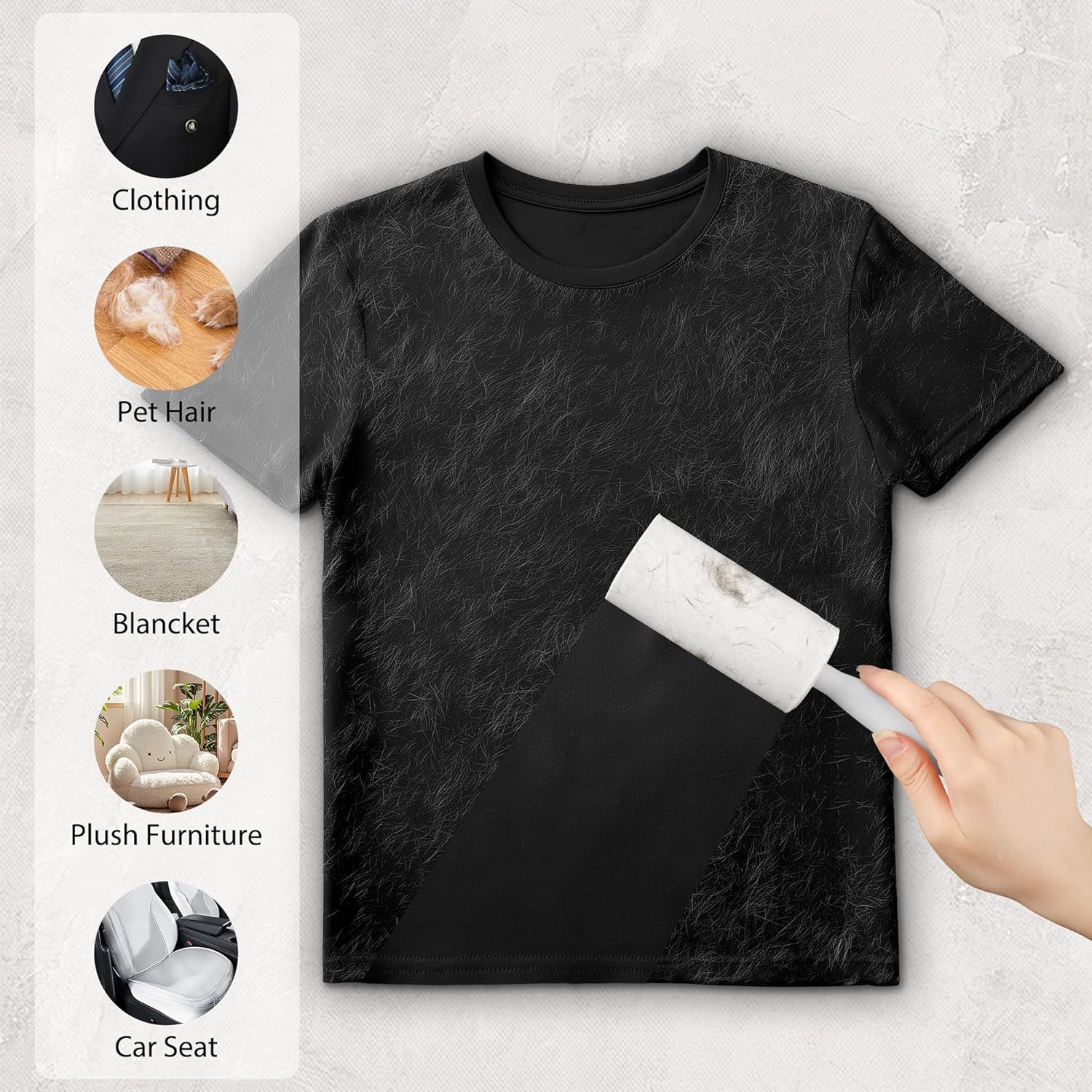 Detalle de Fusselrolle: Lint Roller Set mit 2 Abrollern und 2 Staubschutzhüllen – 60 Blatt pro Rolle, extra klebrige Haare entfernen von Kleidung, Sofa, Katzen- und Hundehaaren