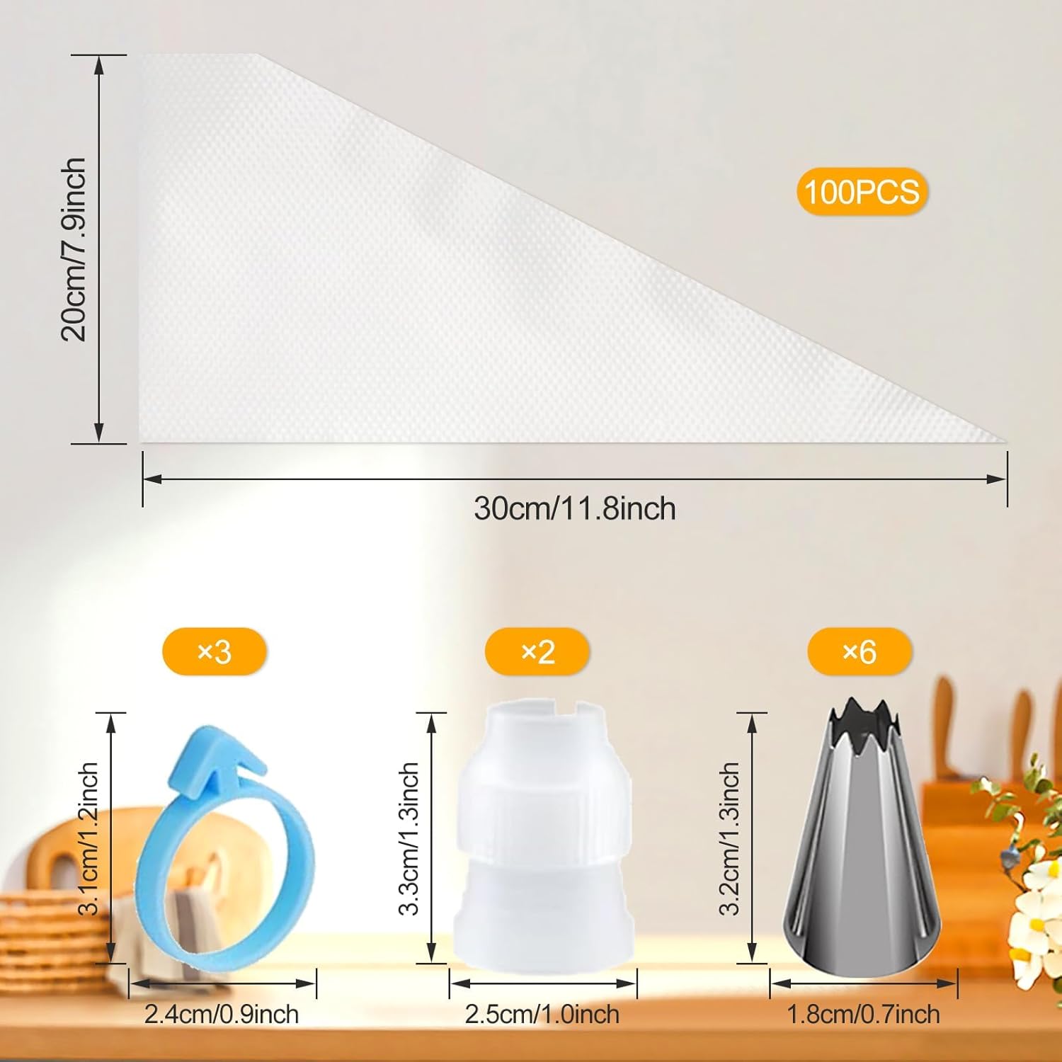 Thumbnail 1 de Soodyoow 100Pcs Piping Bags and Nozzles Sets – Disposable Pastry Bags for Cake, Cupcake and Cookie Decorating