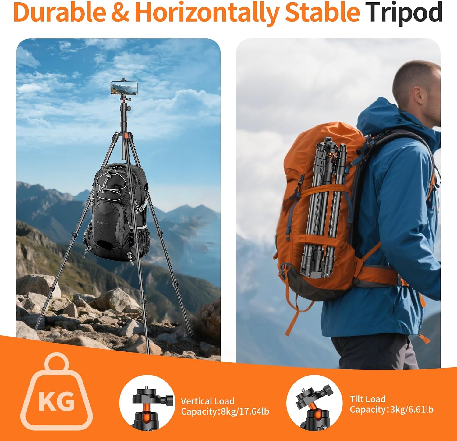 Thumbnail 5 de XXZU 71" Camera Tripod with 360° Ball Head