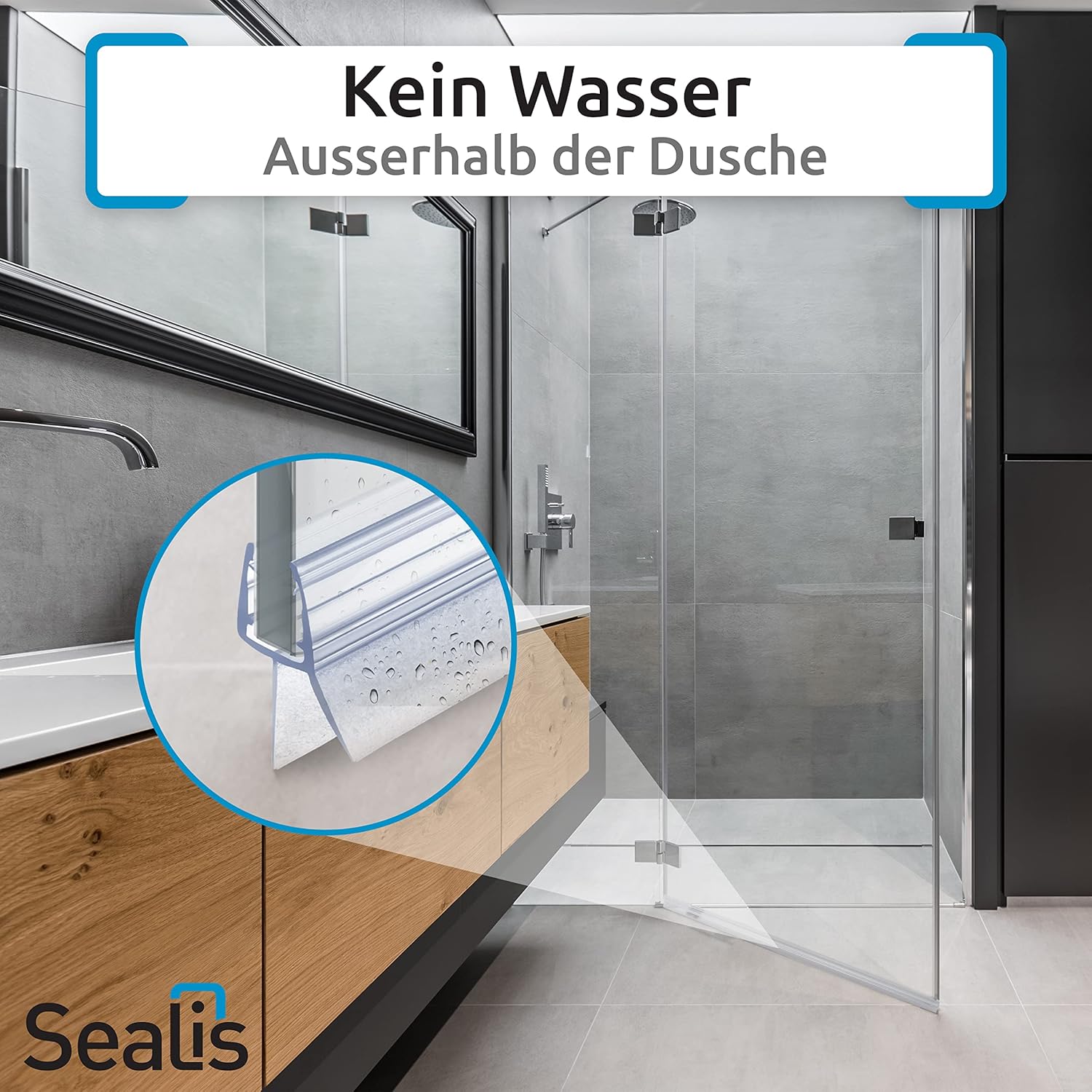 Detalle de Sealis Duschdichtung 2x70 cm – Ersatz-Dichtlippe für Duschtüren aus Glas (5–8 mm)