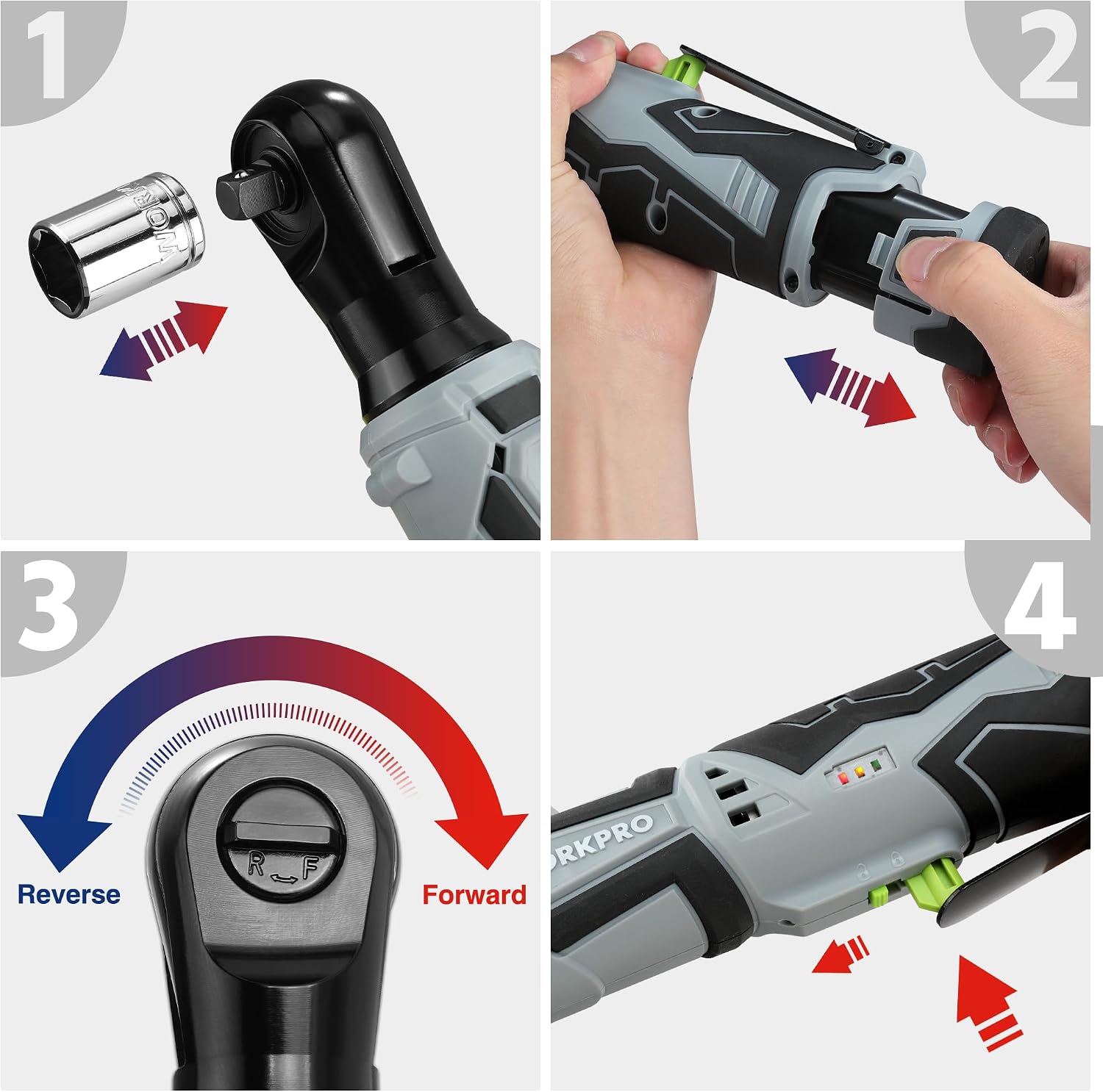 Thumbnail 6 de WORKPRO Llave de Trinquete Eléctrica 12V 55 N·m