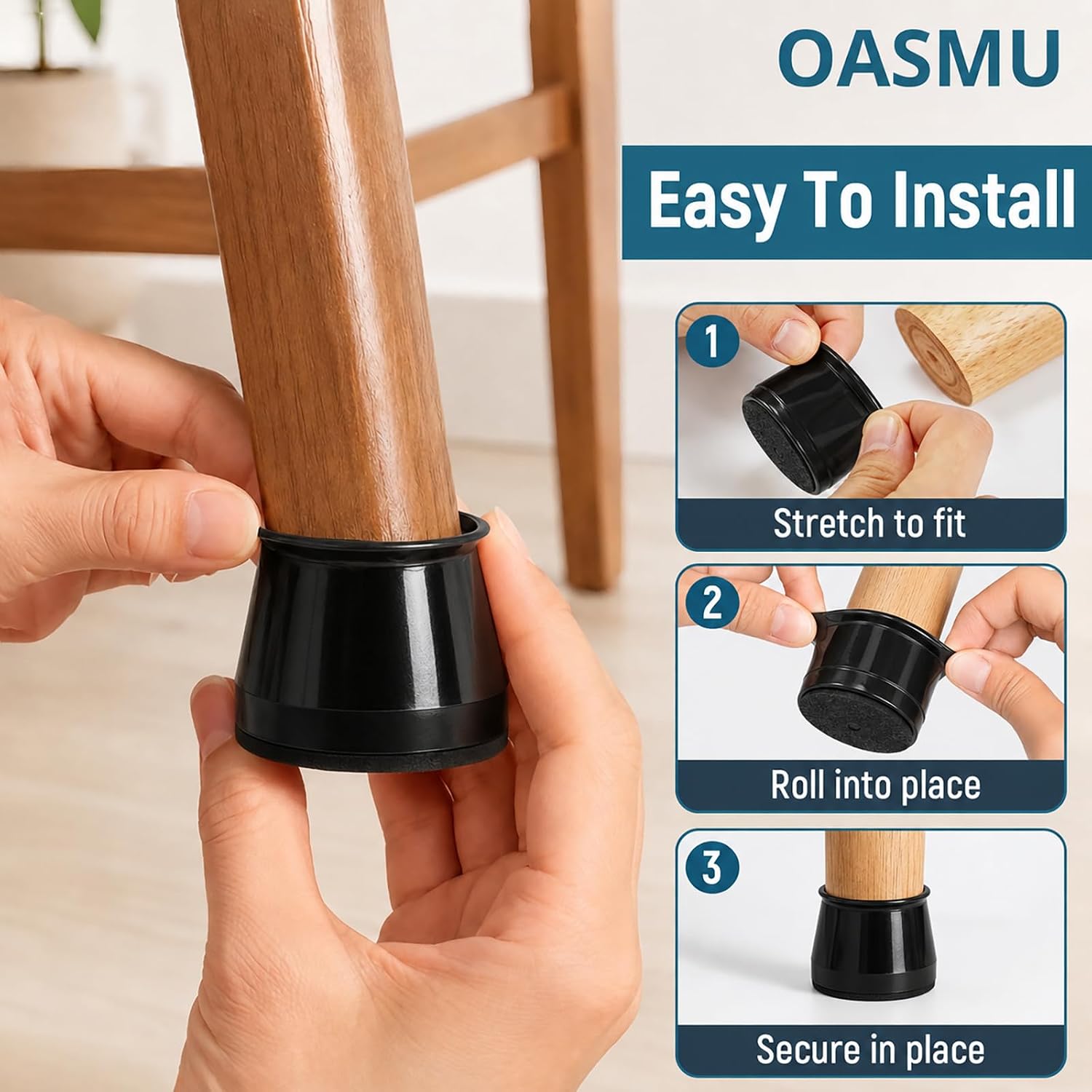 Thumbnail 6 de OASMU U Chair Leg Floor Protectors, 32-Piece Silicone Covers with Felt Pads