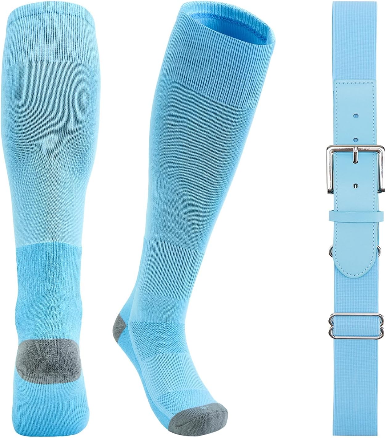 QBK Youth Baseball Socks & Belt Combo Set for Kids (Ages 2–16) — Softball/Tee Ball Accessories
