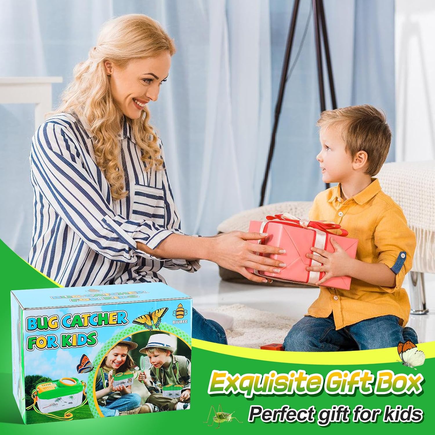 Detalle de 2Sets Bug Catcher for Kids (Ages 3-8) Outdoor Explorer Kit with Collector Butterfly Net, Tweezer & Insect Clip