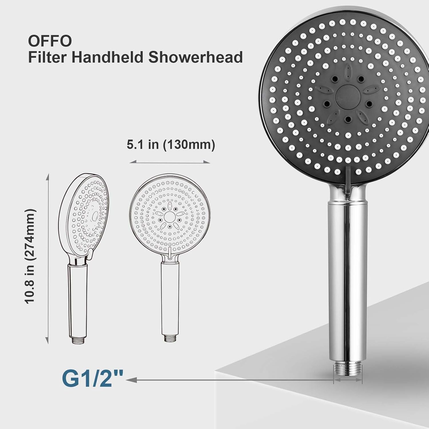 Thumbnail 4 de OFFO Hard Water Filter Shower Head 20-stage