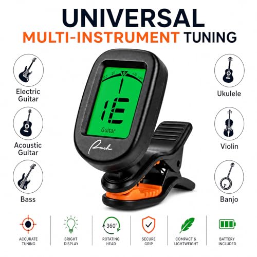 Thumbnail 1 de Ranch Clip-On Tuner for Guitar, Bass, Ukulele, Violin, Banjo — Chromatic