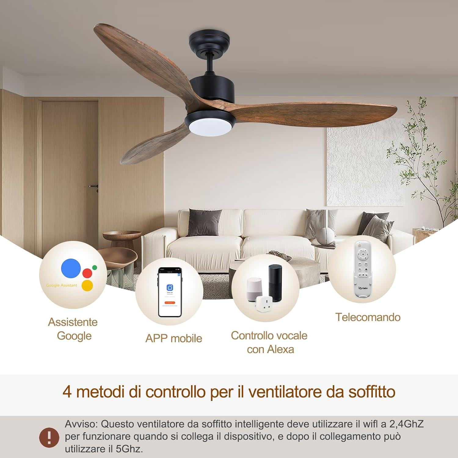 Thumbnail 6 de Ovlaim 132CM ventilatore a soffitto con luce