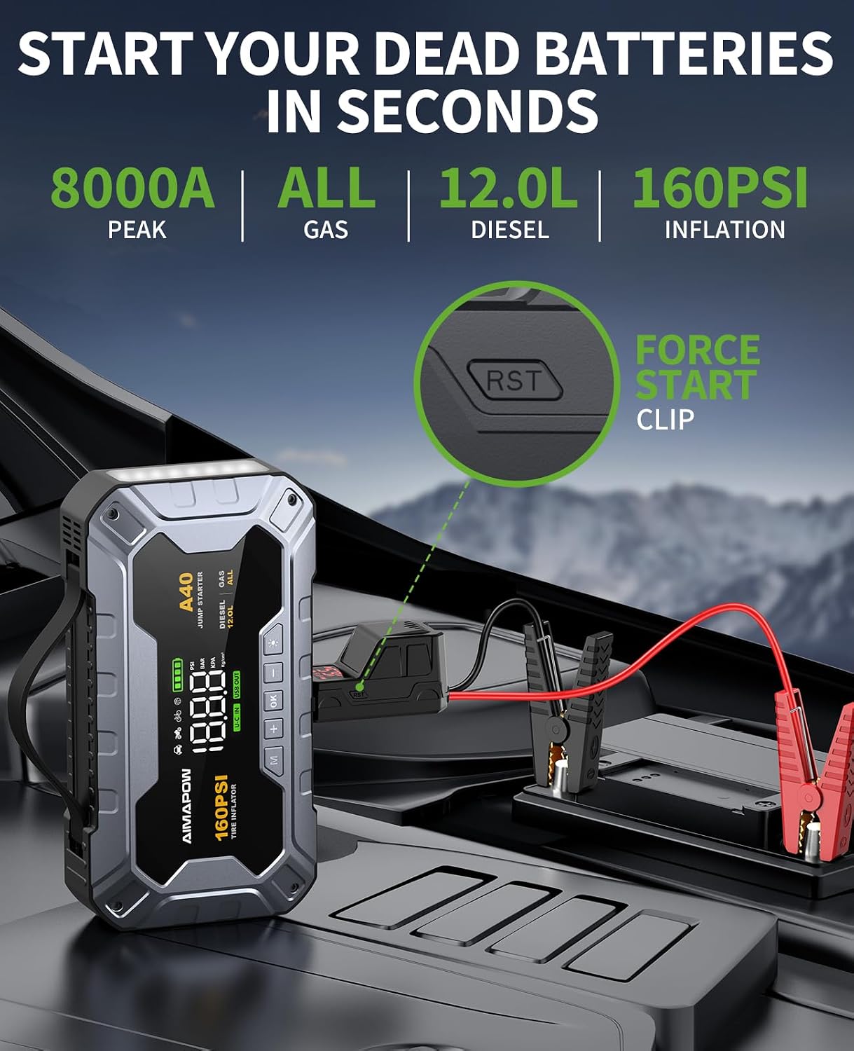 Detalle 2 de 8000A Jump Starter Power Pack with Air Compressor