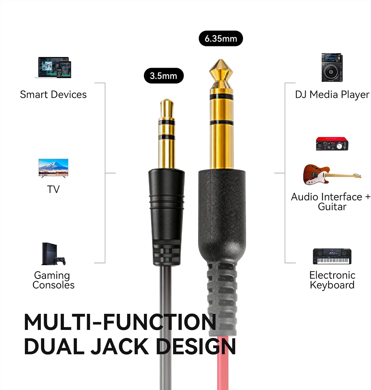 Thumbnail 2 de OneOdio Wired DJ Hi-Res Over-Ear Headphones for PC, Keyboard Guitar - Black