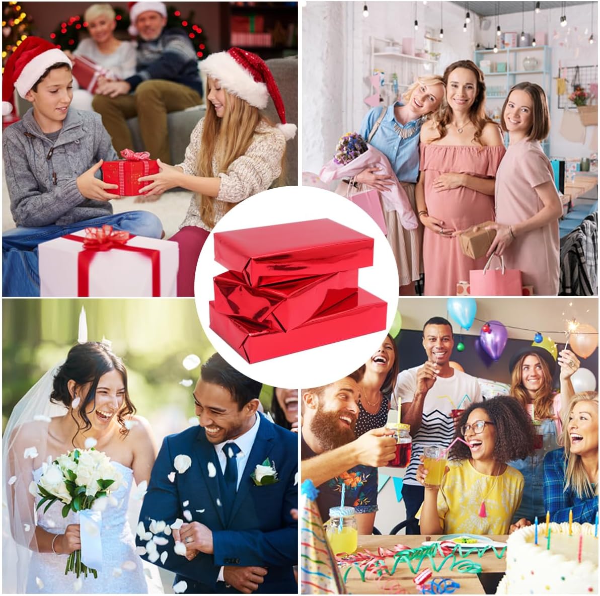 Thumbnail 6 de Red Metallic Wrapping Paper Roll 43cm x 10m – Solid Colour, Eco-Friendly Gift Wrap for Any Occasion