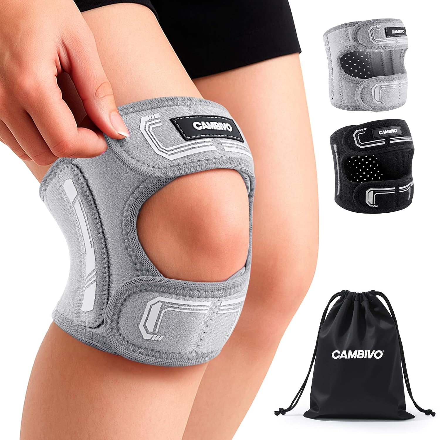 Detalle de CAMBIVO Ginocchiera Ortopedica con Doppio Cuscinetto in Gel e Stabilizzatori a Molla