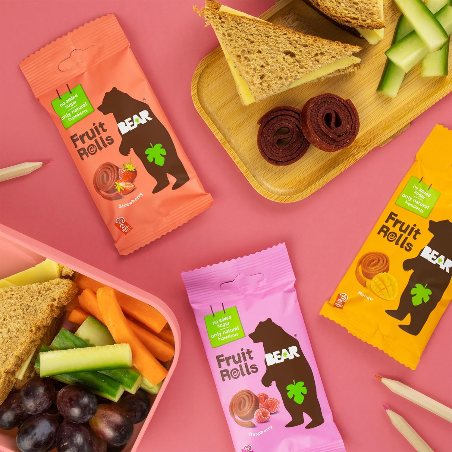 Detalle de BEAR Fruchtrollen Mixbox – 100% Natürliche Inhaltsstoffe, ohne Zuckerzusatz, 24 Beutel (480 g)