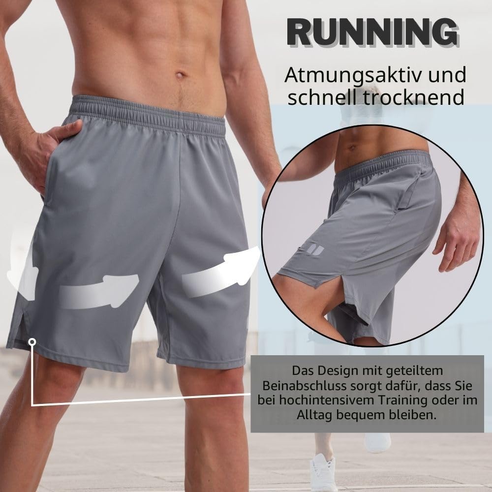 Detalle de Bsrpolry 5er-Pack Herren-Lauf-Shorts – schnelltrocknend, mit Taschen und elastischem Bund