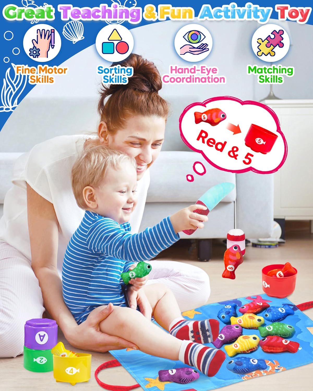 Thumbnail 1 de Gagule Montessori Fishing Toy Set for 12–18 Months (22-Piece Toddler Fishing Game)