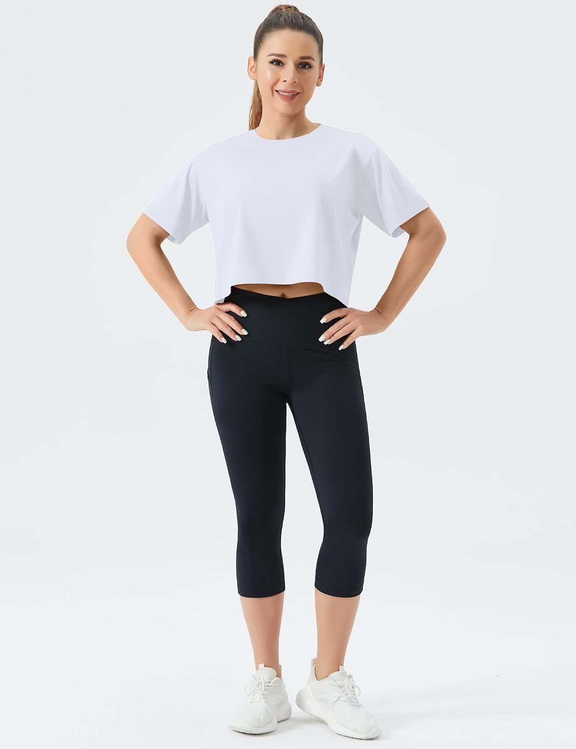 Thumbnail 2 de THE GYM PEOPLE Maglia Palestra Donna crop top a maniche corte in cotone (vestibilità ampia)