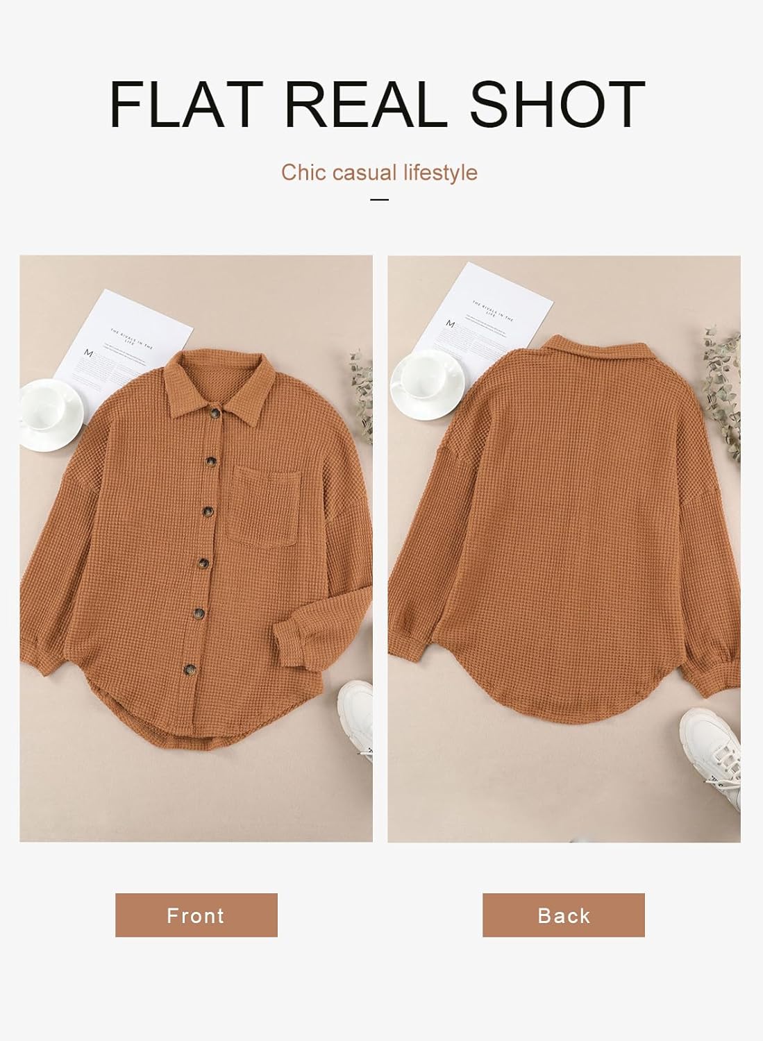 Thumbnail 6 de Dokotoo Damen-Bluse aus Musselin mit Langarm und Knopfleiste – lässiges Hemdshirt mit Tasche (S–XXL)