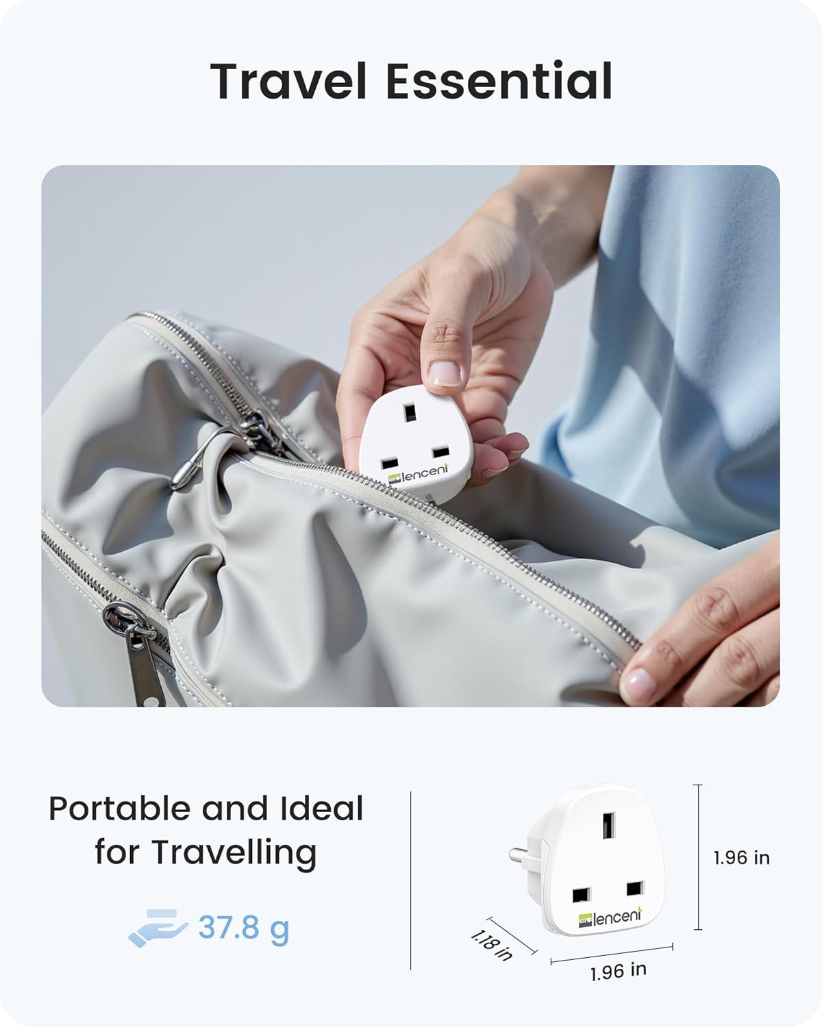 Thumbnail 6 de LENCENT 2X UK to EU Euro Plug Adapter (Type E/F, grounded) for travel