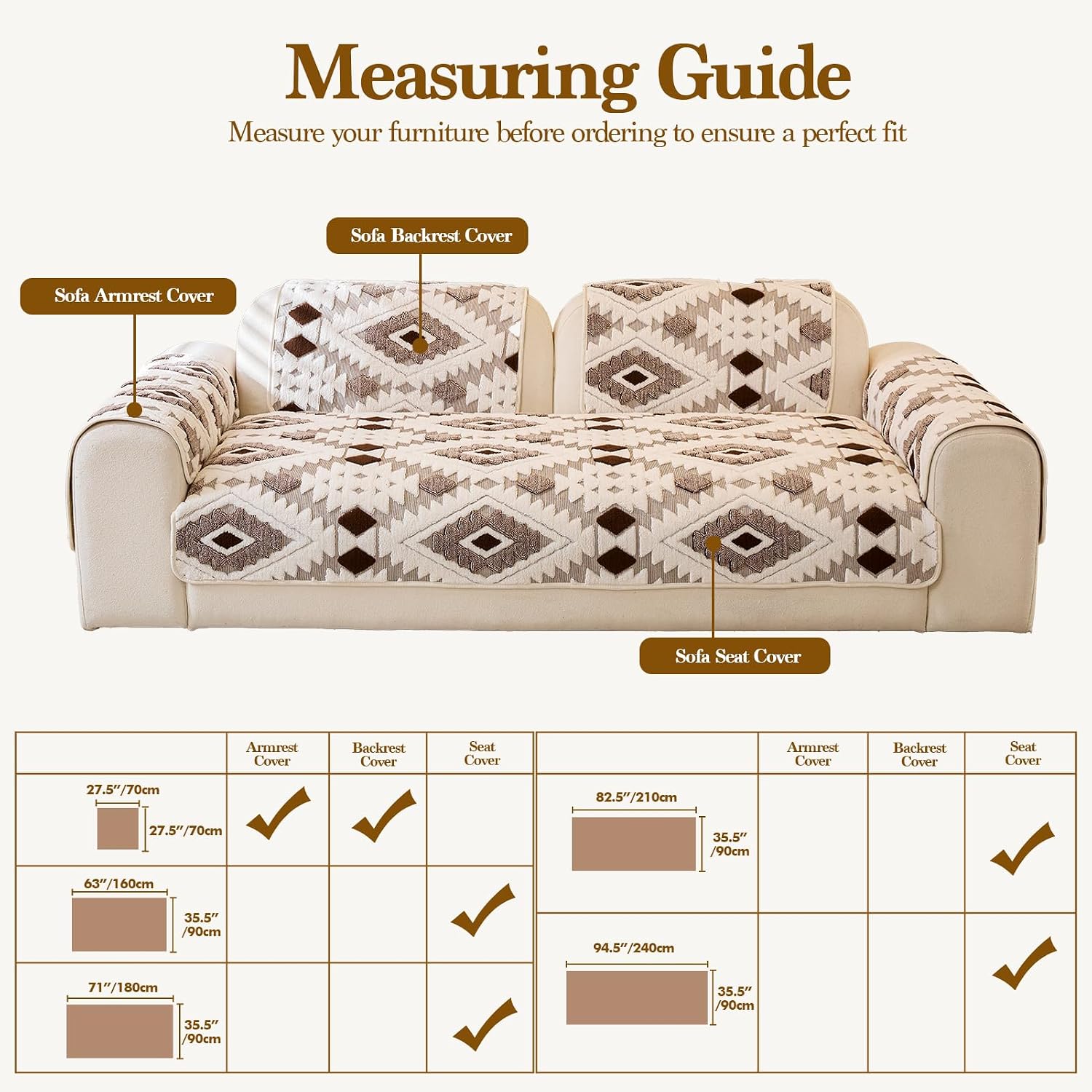 Detalle de WEYOND Boho Sofa Cover for Dogs (90 x 160 cm) – Soft Plush Non-Slip Couch Protector in Coffee