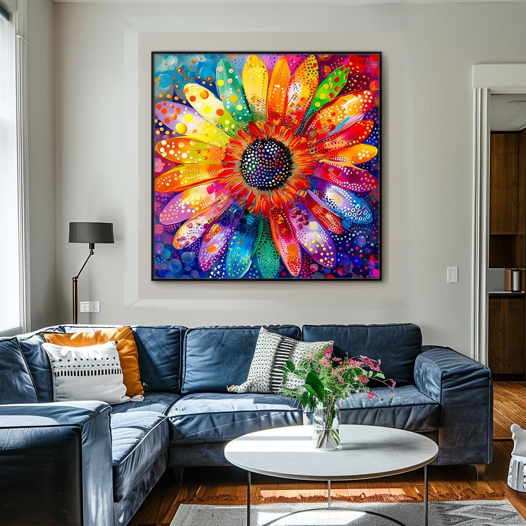 Detalle 2 de Bgraamiens Rainbow Pointillisme Gerbera Flower 1000-Piece Jigsaw Puzzle