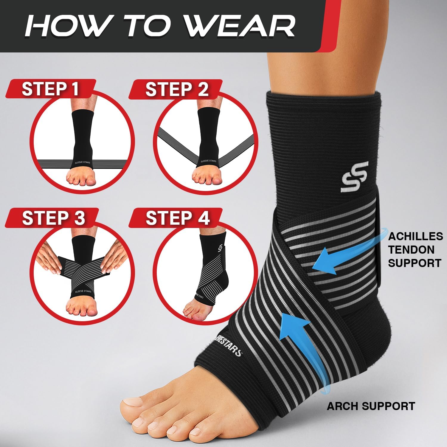 Thumbnail 5 de Sleeve Stars Ankle Brace Compression Sleeve 10" 🦶