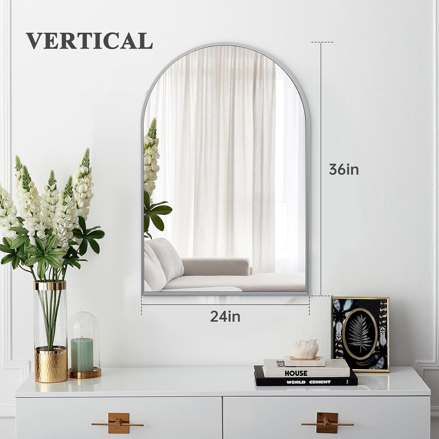 Detalle de Minuover Arched Wall Mirror 24x36in