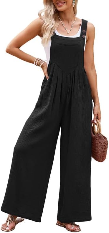 Thumbnail 1 de Dokotoo Women's Casual Loose Overalls Jumpsuits One Piece Sleeveless Wide Leg Long Pant Rompers With Pockets