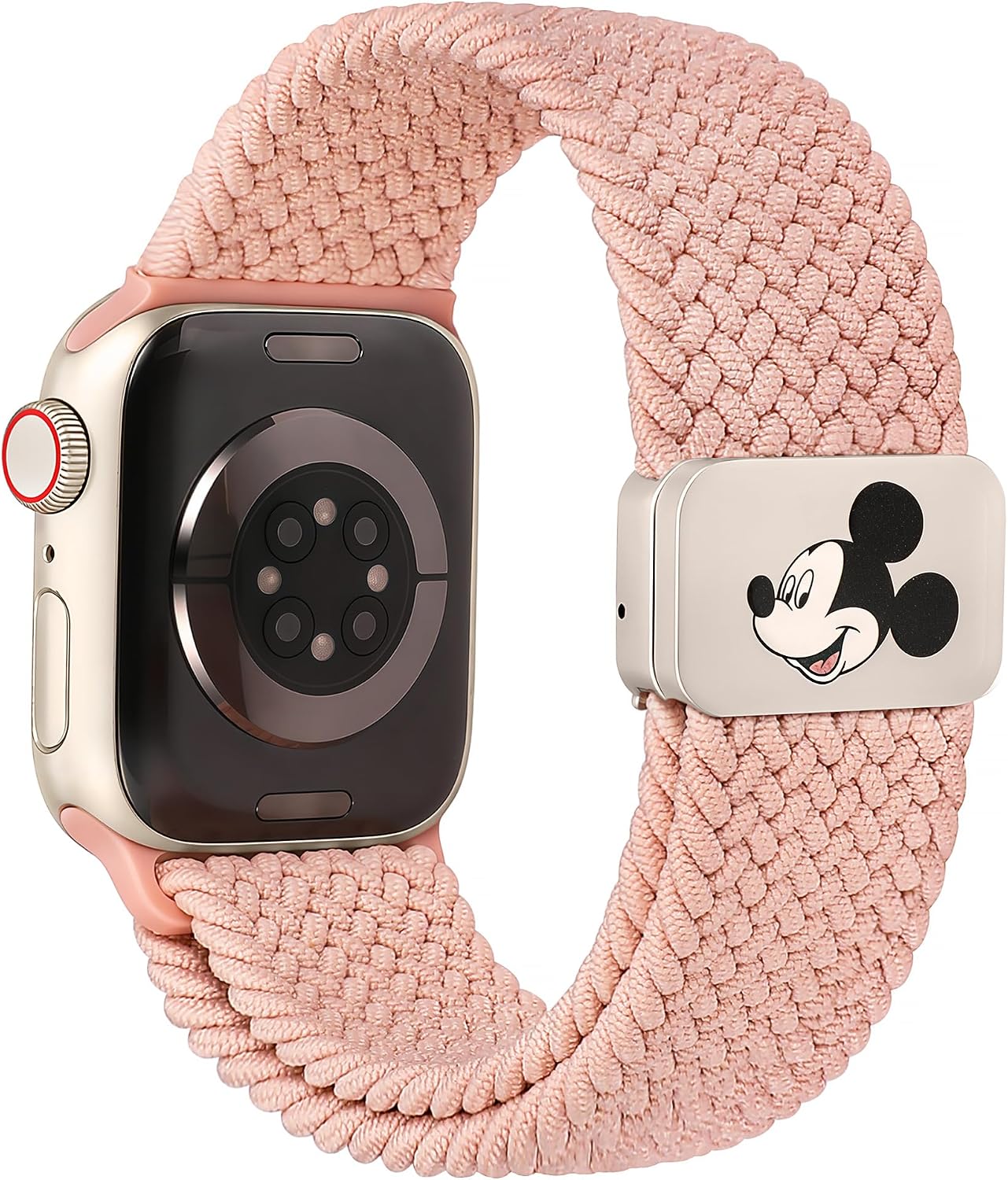 Detalle de Girovo Braided Cartoon Clasp Apple Watch Band, Stretch Nylon, Magnetic Closure