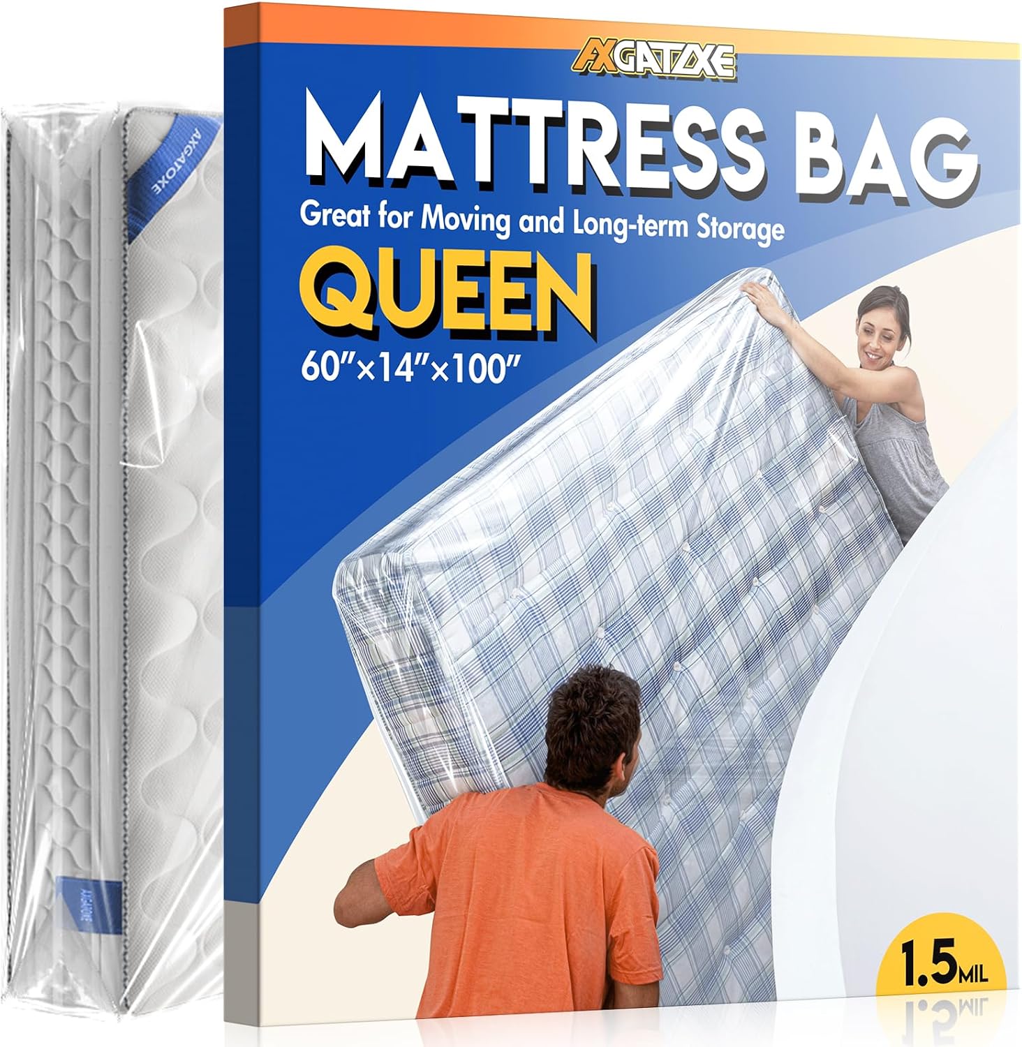 Detalle de LDPE Plastic Mattress Bag for Moving & Storage – Waterproof Queen Size (1.5MIL) Mattress Protector