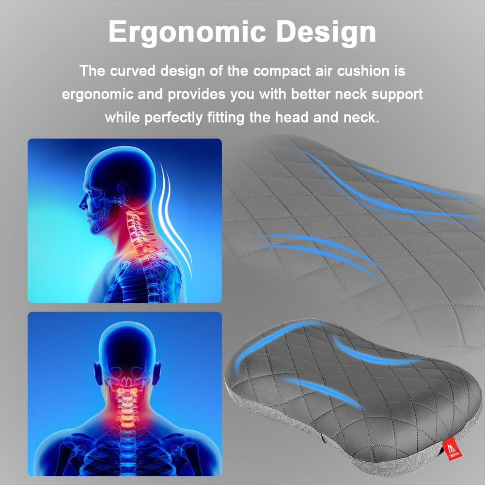 Detalle de Flintronic Aufblasbares Kissen für Camping und Reise – Ultralight, Ergonomisch, Abnehmbarer Bezug