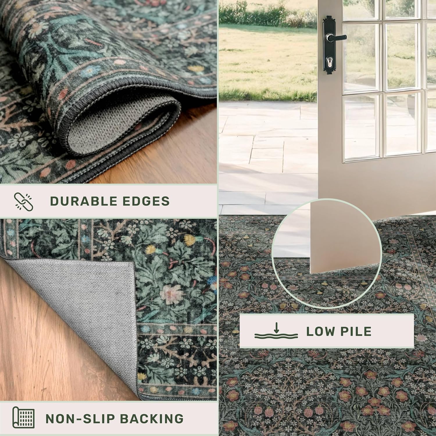 Thumbnail 3 de Hazo Haus Dark Green Runner Rug 3x12